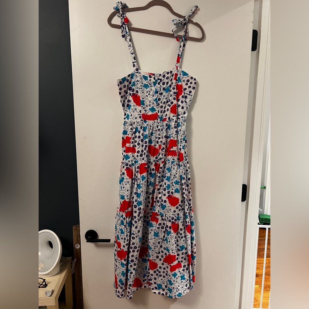 Oliphant Red and Blue Floral Casual Dress